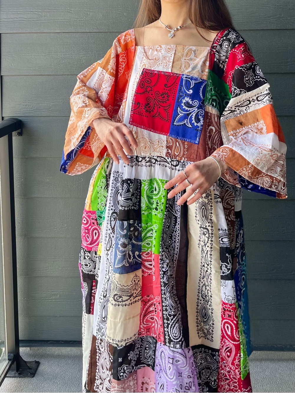 Handmade Rainbow Quilted Bandana Dress – SKU 07084